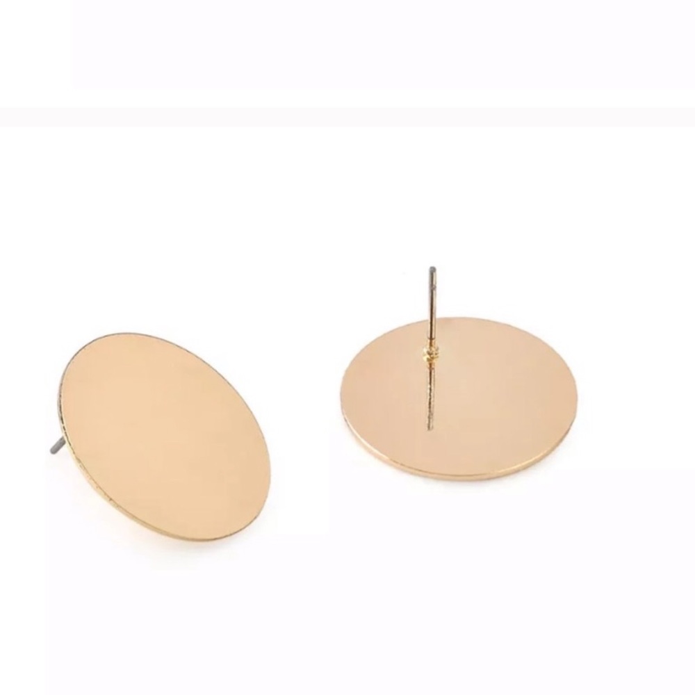 Anthropologie Gold mirrored circle HOOPS EARRINGS - Picture 2 of 3